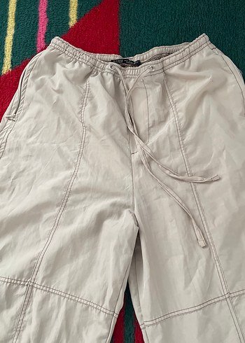 Nakışlı, Pilili, Bej Kadın Kumaş Pantolon - Görsel 2