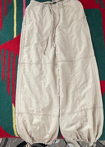 Nakışlı, Pilili, Bej Kadın Kumaş Pantolon - Görsel 5