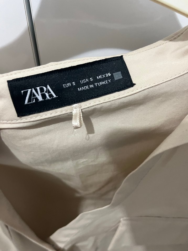 Bej Düğmeli Keten Kısa Gömlek - Görsel 2