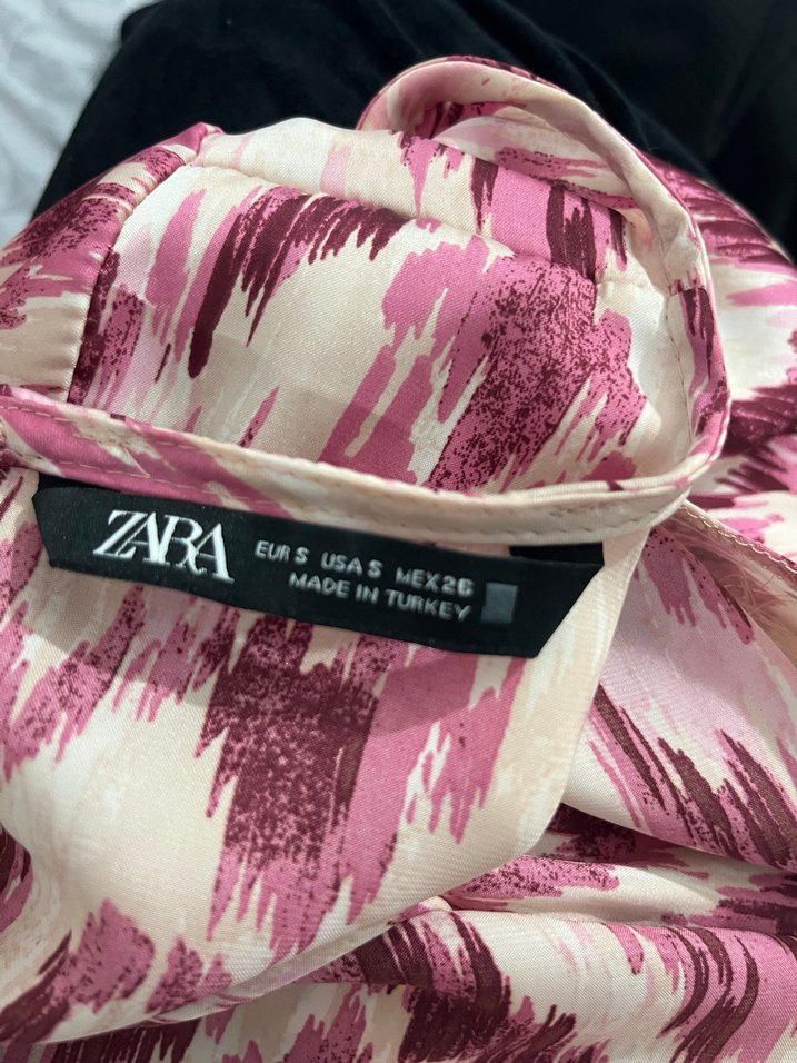 Zara Pembe Bağlama Desenli Transparan Uzun Tulum - Görsel 2