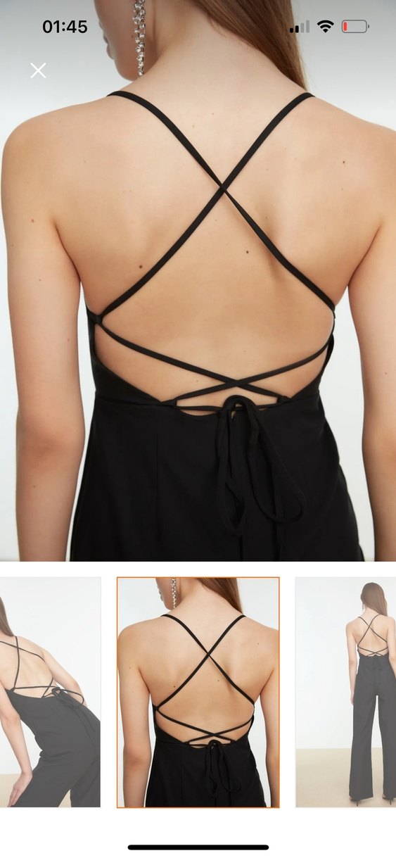 Siyah Kadın Uzun Tulum V Yaka(1kere giydim) - Görsel 3