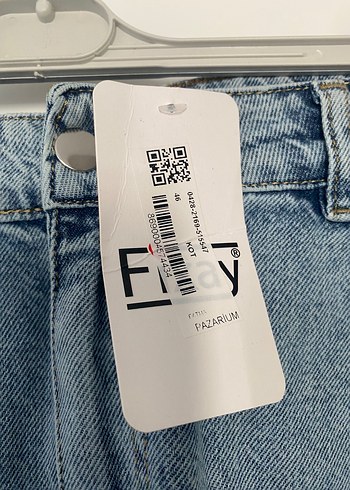 Nakışlı Mavi Kot Midi Etek - Görsel 3