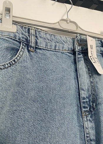 Nakışlı Mavi Kot Midi Etek - Görsel 4