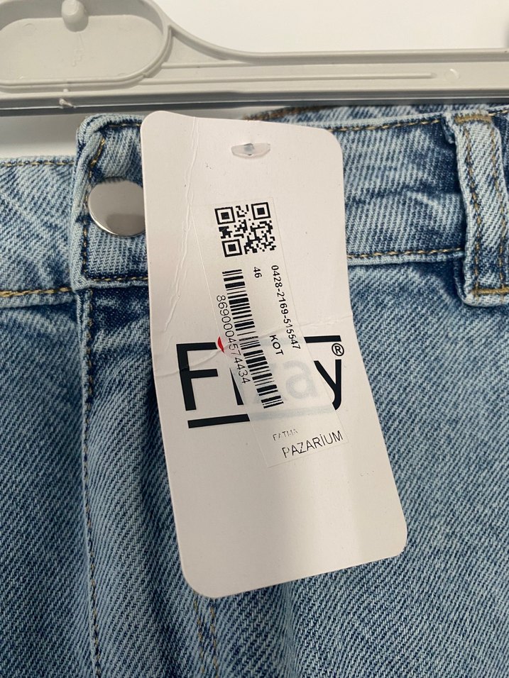 Nakışlı Mavi Kot Midi Etek - Görsel 3