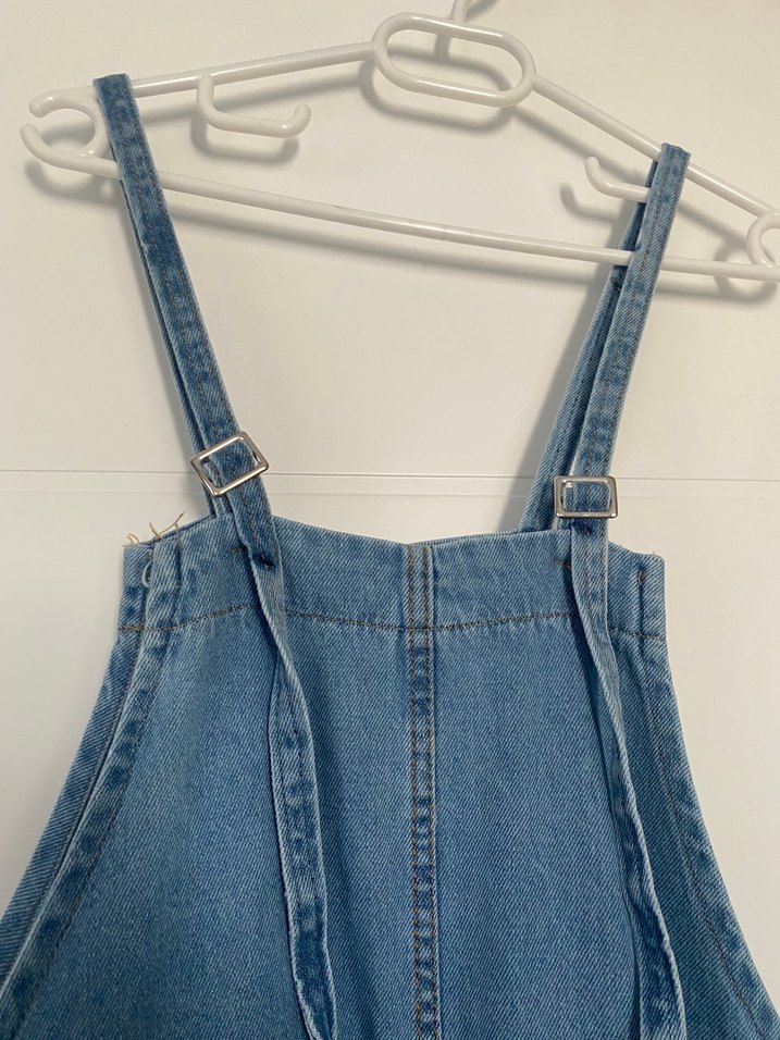 Kadın Mavi Denim Askılı Bol Tulum - Görsel 2