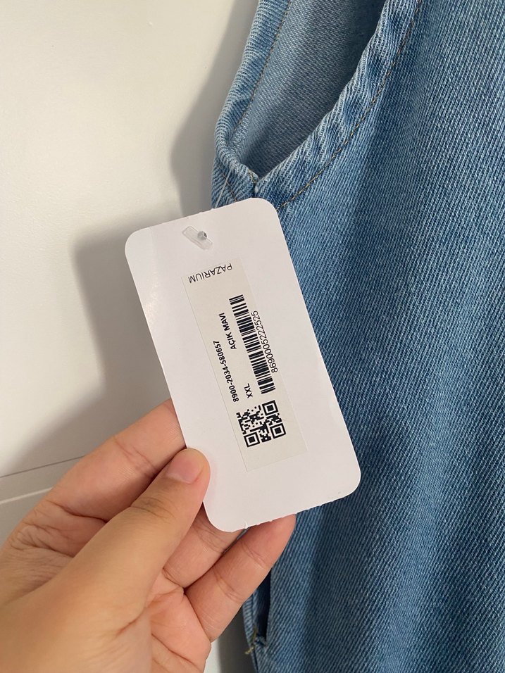 Kadın Mavi Denim Askılı Bol Tulum - Görsel 4