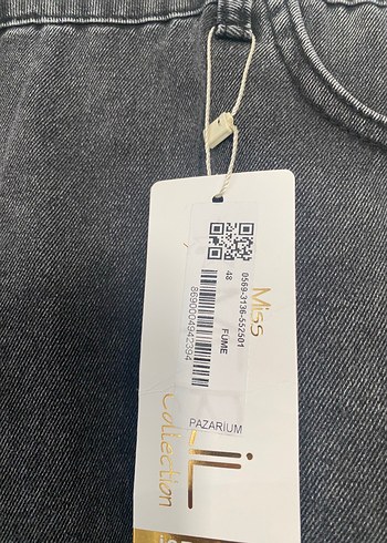 Gri Midi Denim Kadın Uzun Etek - Görsel 3