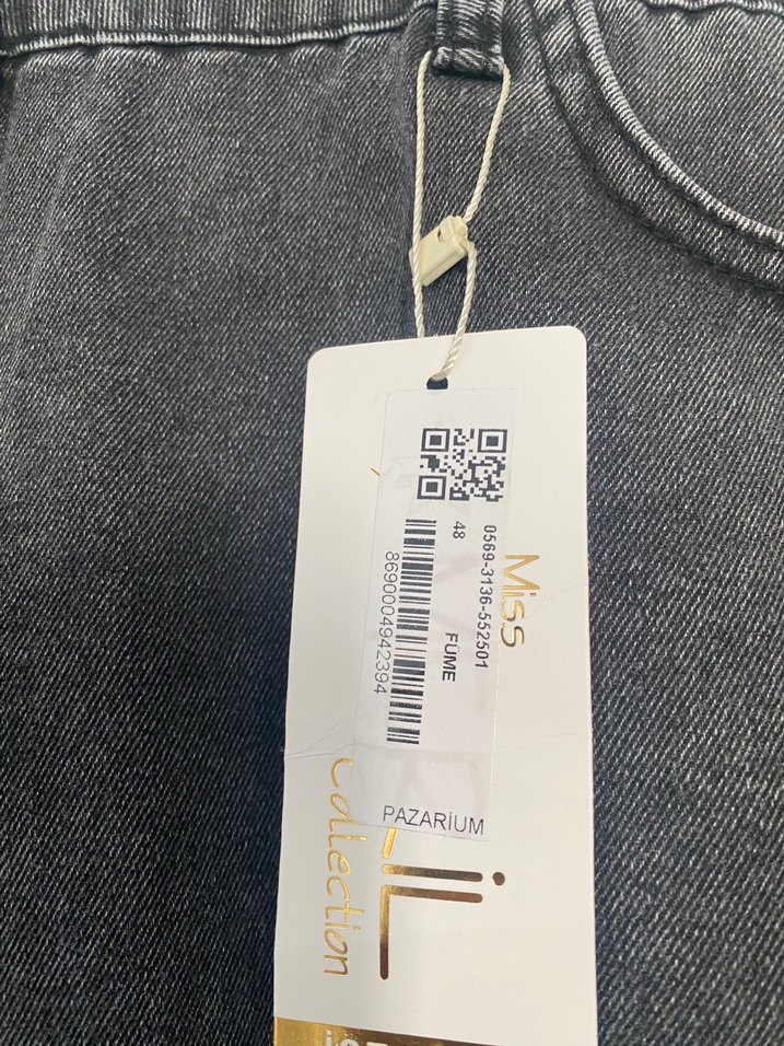 Gri Midi Denim Kadın Uzun Etek - Görsel 3