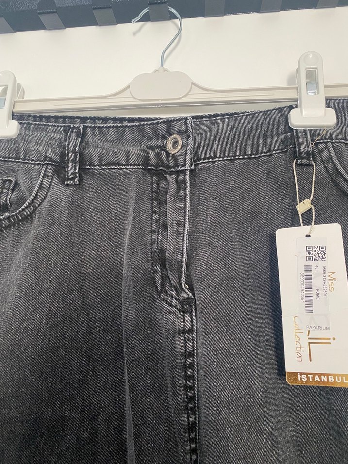 Gri Midi Denim Kadın Uzun Etek - Görsel 4