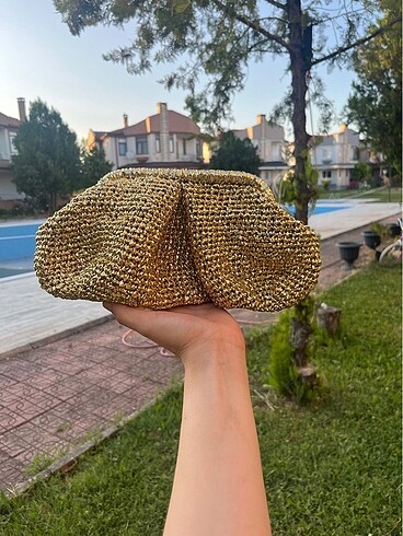 Beden çeşitli Renk El yapımı gold çanta