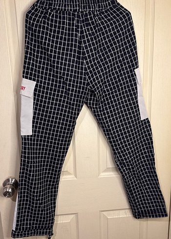 Siyah Beyaz Kemerli Kareli Kumaş Pantolon - Görsel 3