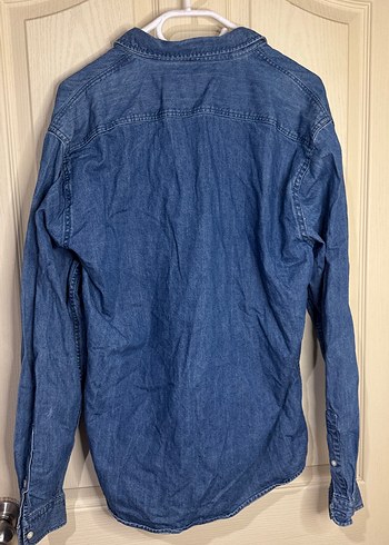 Erkek Mavi Denim Gömlek Uzun Kollu - Görsel 3