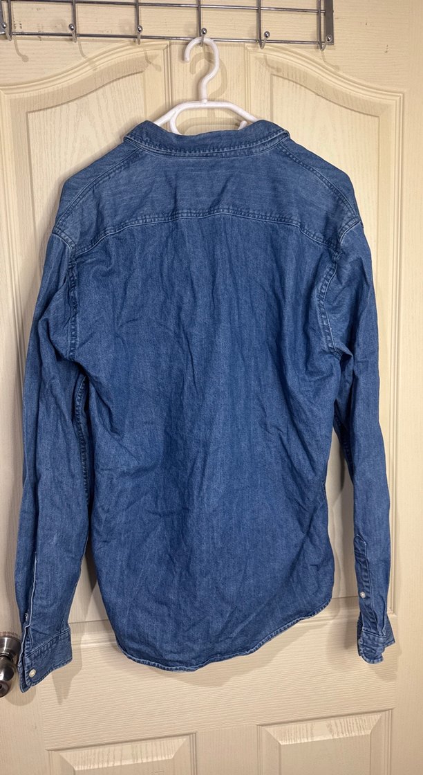 Erkek Mavi Denim Gömlek Uzun Kollu - Görsel 3