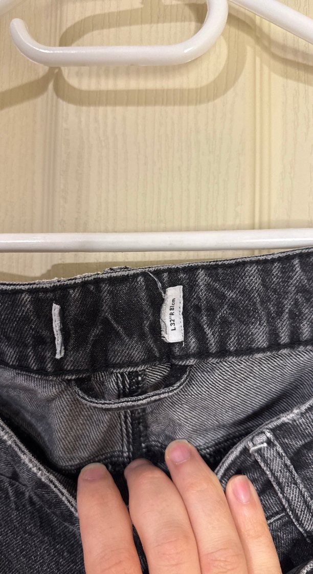 Gri  Bol Kesim şort olabilen Kot Pantolon - Görsel 2