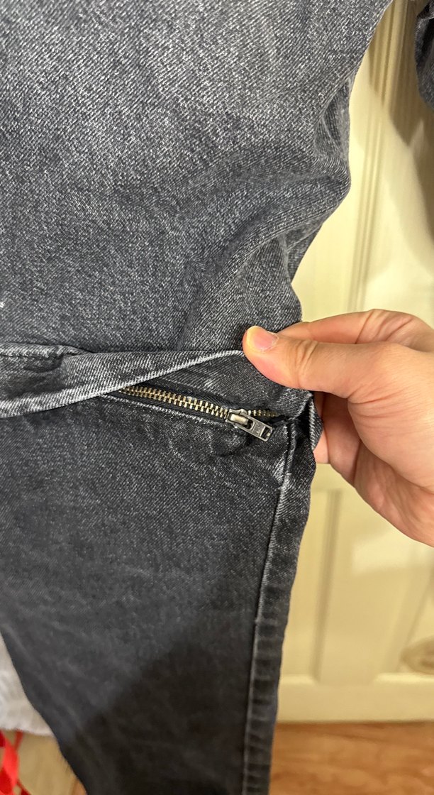 Gri  Bol Kesim şort olabilen Kot Pantolon - Görsel 4