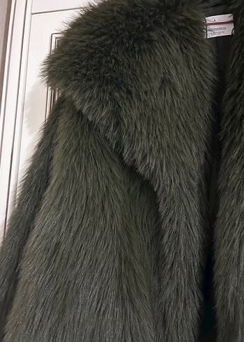 Haki Kürk Detaylı Midi Kadın Mont - Görsel 3