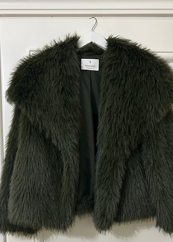 Haki Kürk Detaylı Midi Kadın Mont - Görsel 2