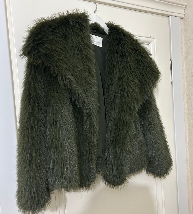 Haki Kürk Detaylı Midi Kadın Mont - Görsel 4