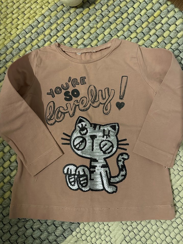 Kız Çocuk Uzun Kollu Baskılı Pamuklu Tişört - Görsel 5