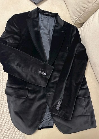 Düğmeli Siyah Süet Erkek Ceket - Görsel 2