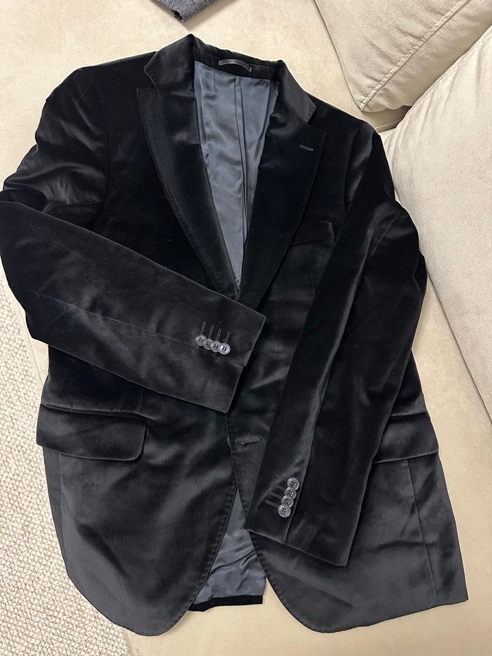 Düğmeli Siyah Süet Erkek Ceket - Görsel 2