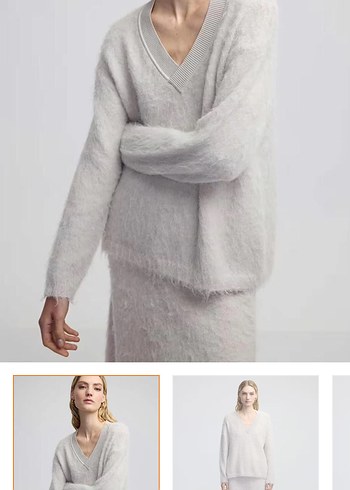 İpekyol Bej V Yaka Örgü Yün Kadın Kazak - Görsel 2