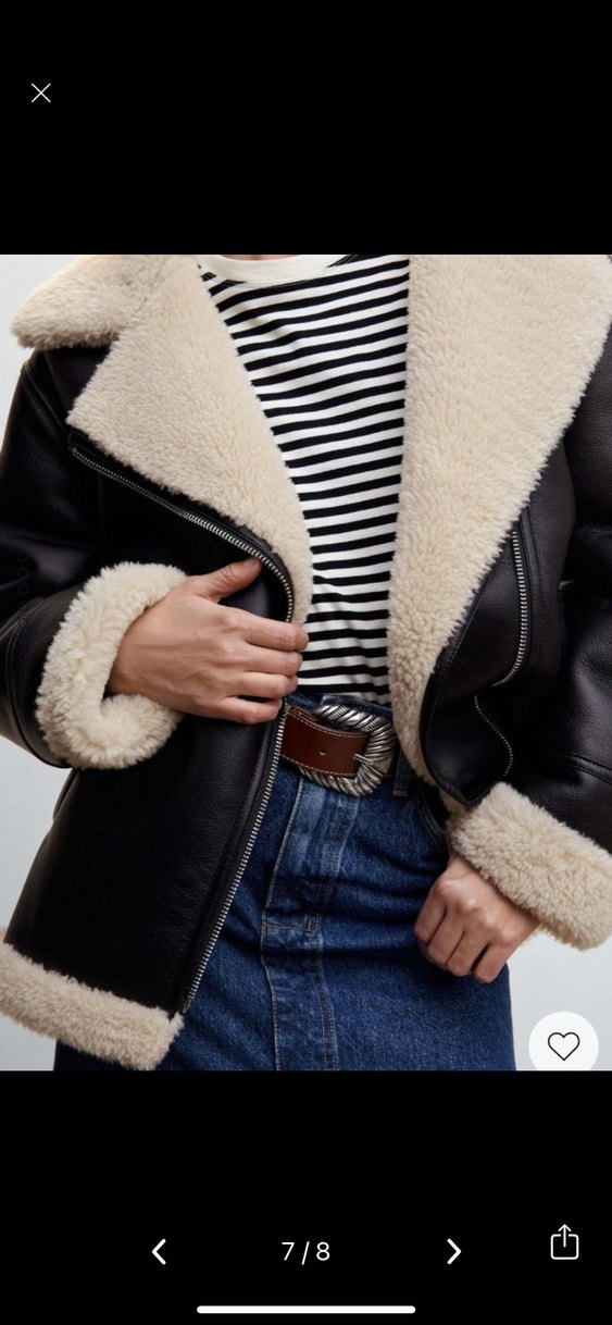 Mango Kürklü Siyah Deri Kadın Ceket - Görsel 2