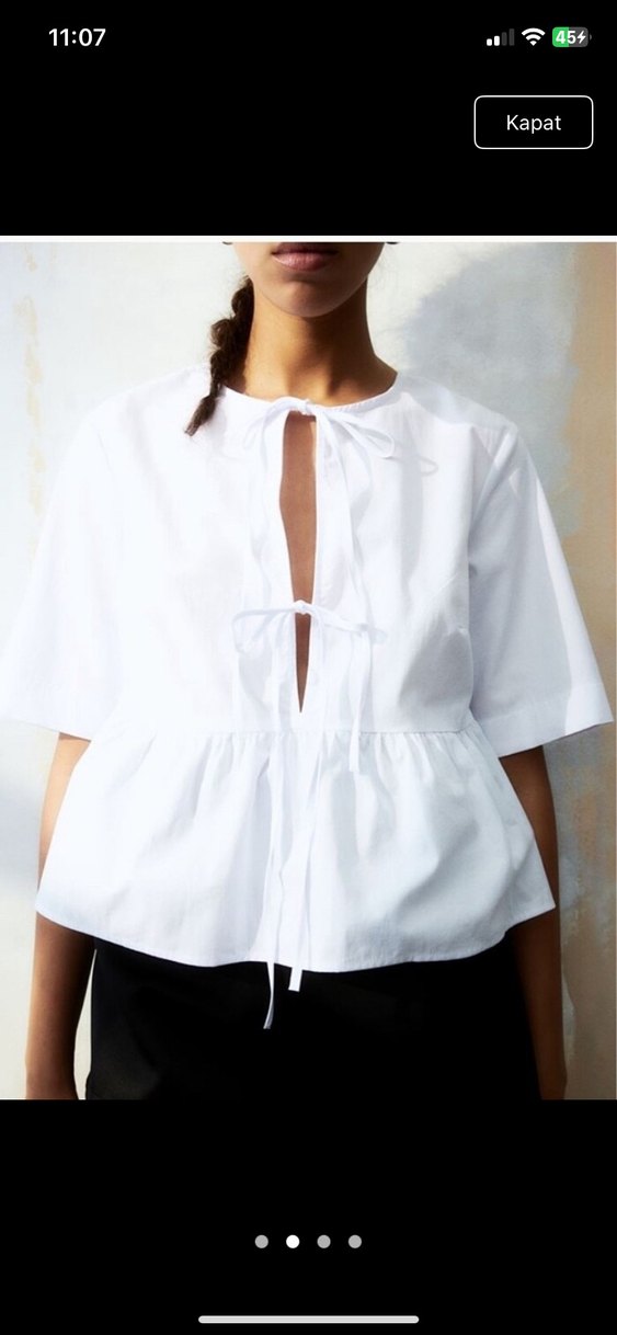 Önü bağcıklı poplin bluz - Görsel 2