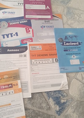 Lacivert AYT ve TYT Deneme Sınav Kitapçıkları 15 adet
