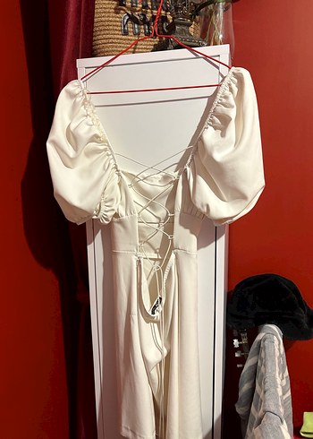 Beyaz Mini Elbise Bohem Stil - Görsel 2