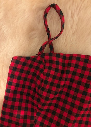 Kareli Kırmızı Mini Büstiyer - Görsel 3