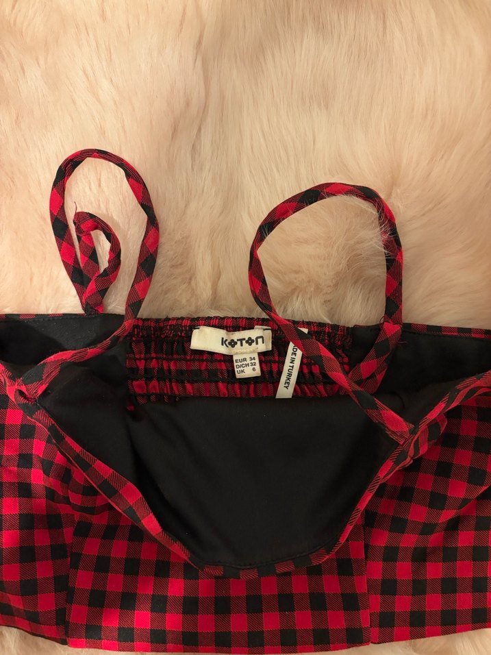 Kareli Kırmızı Mini Büstiyer - Görsel 4