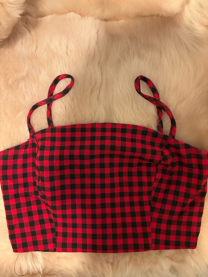 Kareli Kırmızı Mini Büstiyer - Görsel 2