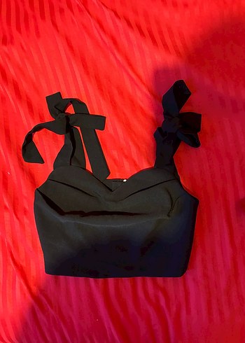 Siyah Mini Gotik Fiyonklu Strappy Büstiyer - Görsel 2