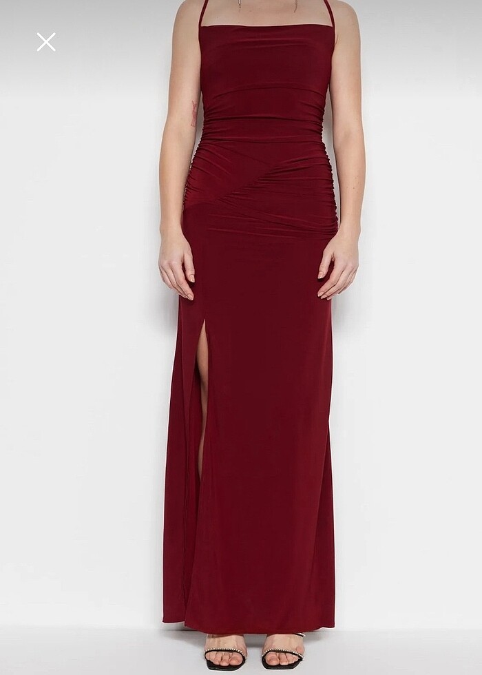 Bordo şık abiye - Görsel 3