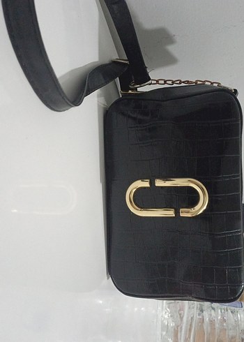 Siyah Deri Yılan Desenli Kadın Çanta - Görsel 2