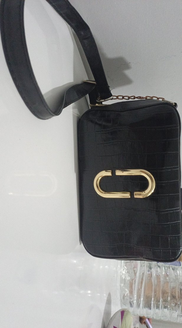 Siyah Deri Yılan Desenli Kadın Çanta - Görsel 2