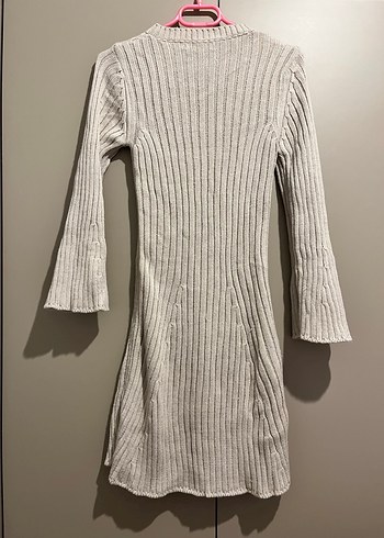 Bej Triko Kadın Elbise Midi Boy - Görsel 2