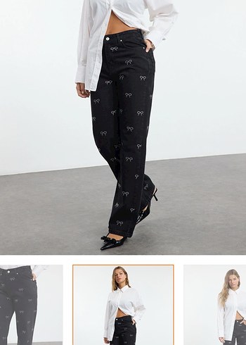 Milla fiyonk yüksel bel wide leg jeans - Görsel 4