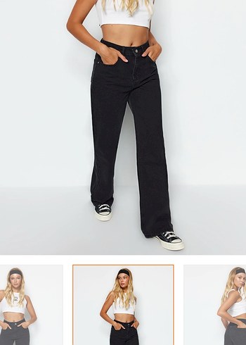 Milla siyah wide leg jeans - Görsel 4