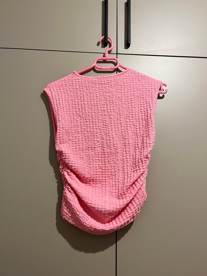 Pembe sıfır kol bluz - Görsel 2