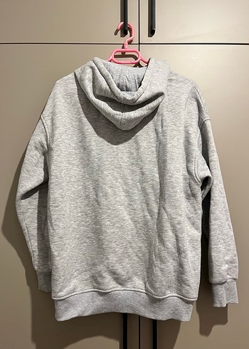 Gri Kapüşonlu Fermuarlı Kadın Sweatshirt - Görsel 2