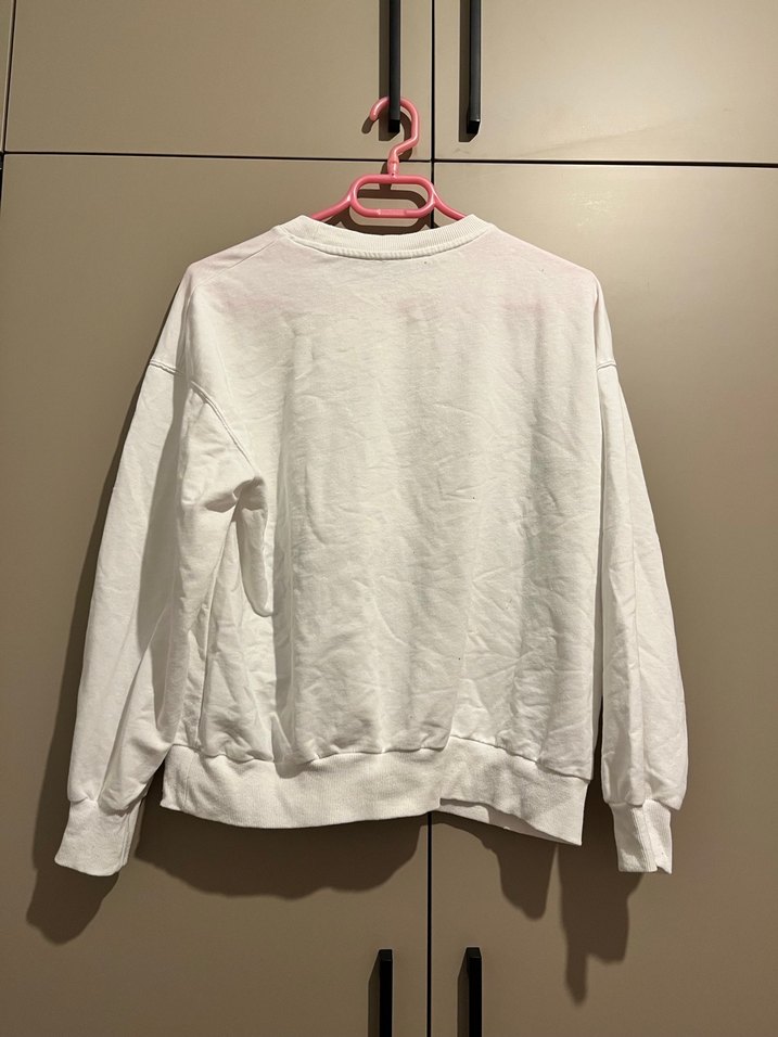 Beyaz Uzun Kollu Baskılı Sweatshirt - Görsel 2