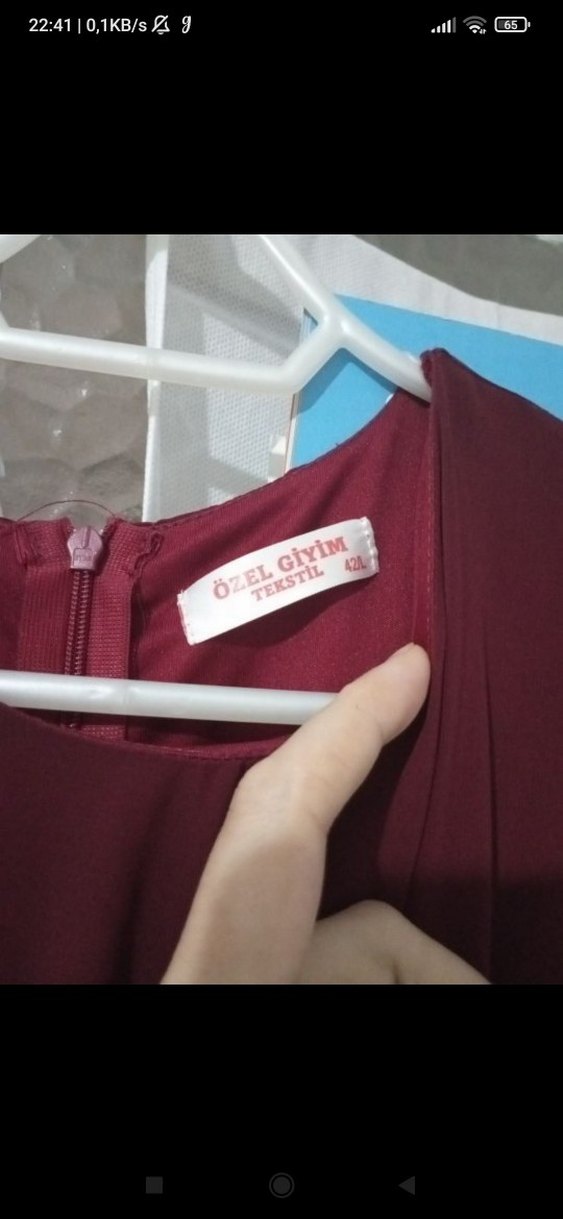 Bordo Uzun Kollu şifon Kadın Elbise - Görsel 3