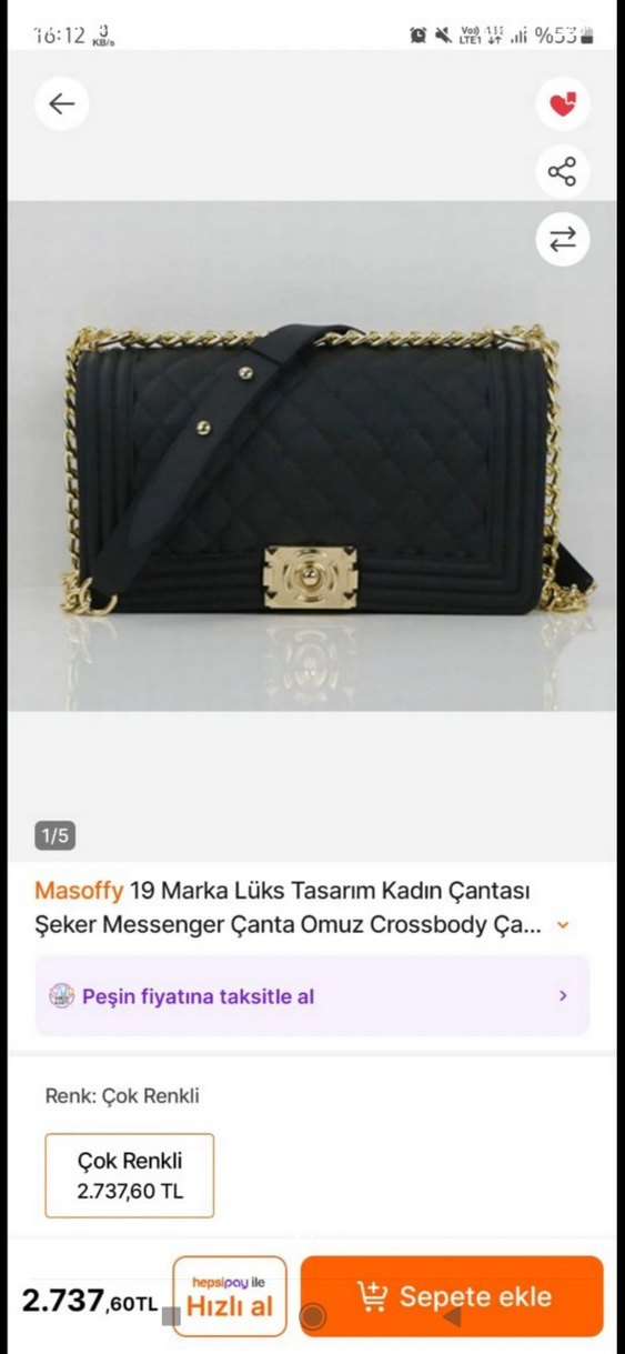 Altın Zincir Detaylı Siyah Deri Çanta - Görsel 4