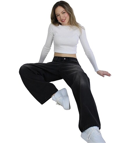 46 Beden siyah Renk St.poll Unisex BAGGY Jeans