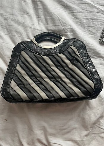 Gri Zebra Desenli Deri Kadın Çanta