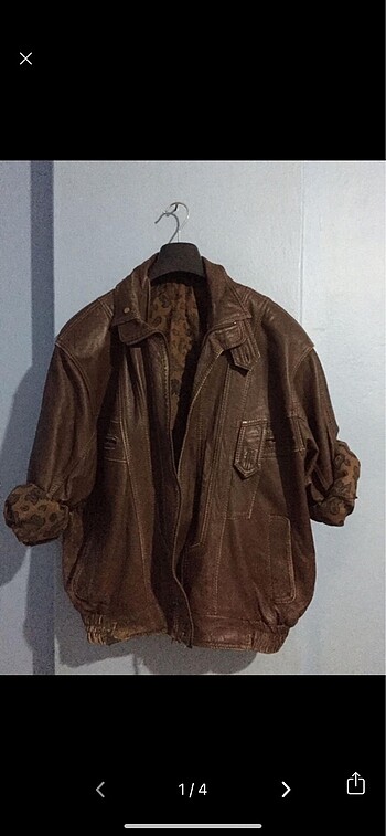 Kahverengi Vintage Deri Ceket