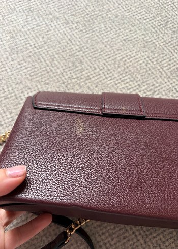 Mango Bordo Deri Kadın Çanta Tokalı - Görsel 3