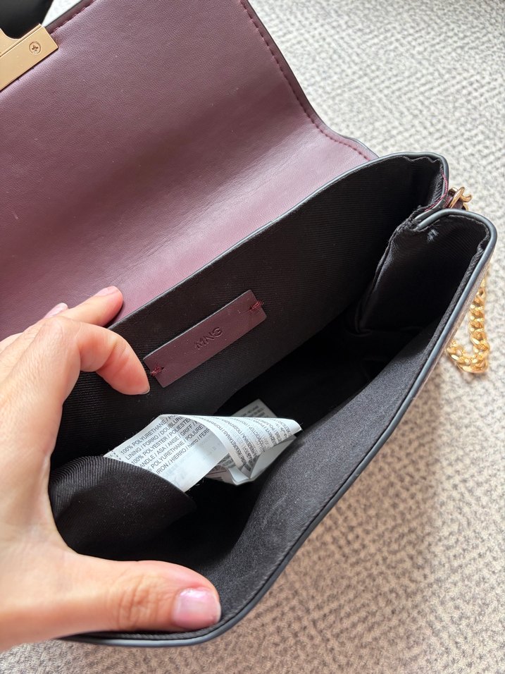 Mango Bordo Deri Kadın Çanta Tokalı - Görsel 2